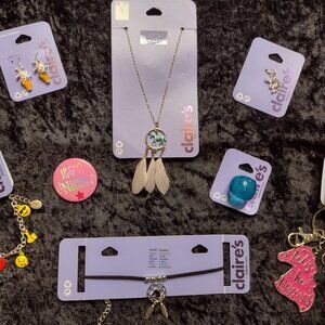 Claire's Unicorn Necklace Choker Ring Bracelet Earrings Friend Keychains & Charm